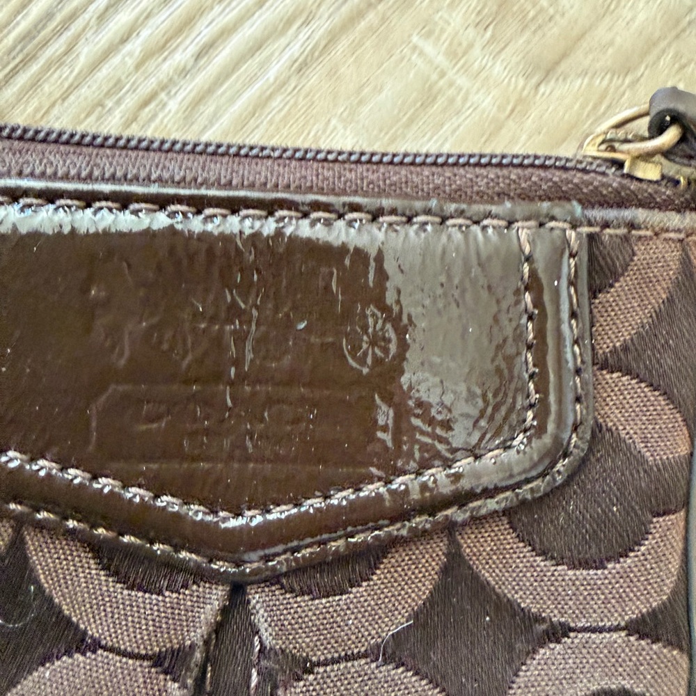 Coach Brown Circle Pattern Keychain Wallet - Picture 2 of 5